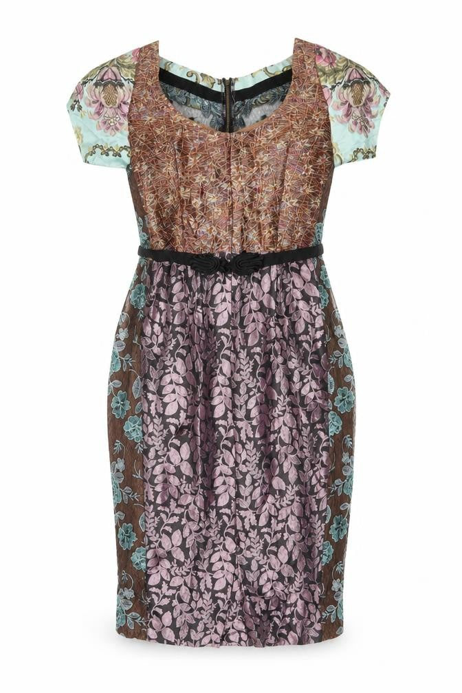 Byron Lars Women Multicoloured Floral Sheath Dress UK 8 Embroidered