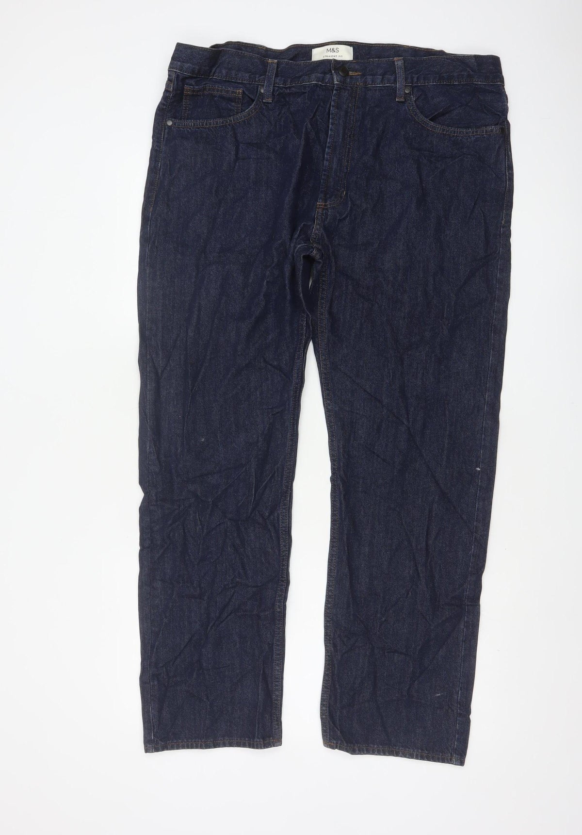 Marks and Spencer Men’s Blue 40/31 Straight Fit Cotton Jeans