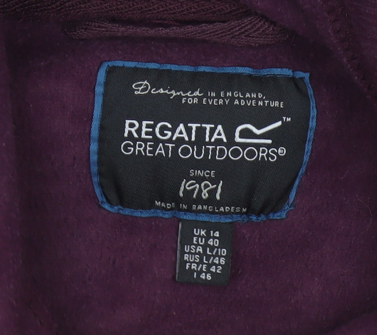 Regatta Women's Purple UK 14 Fleece Pullover Hoodie Drawstring Pockets
