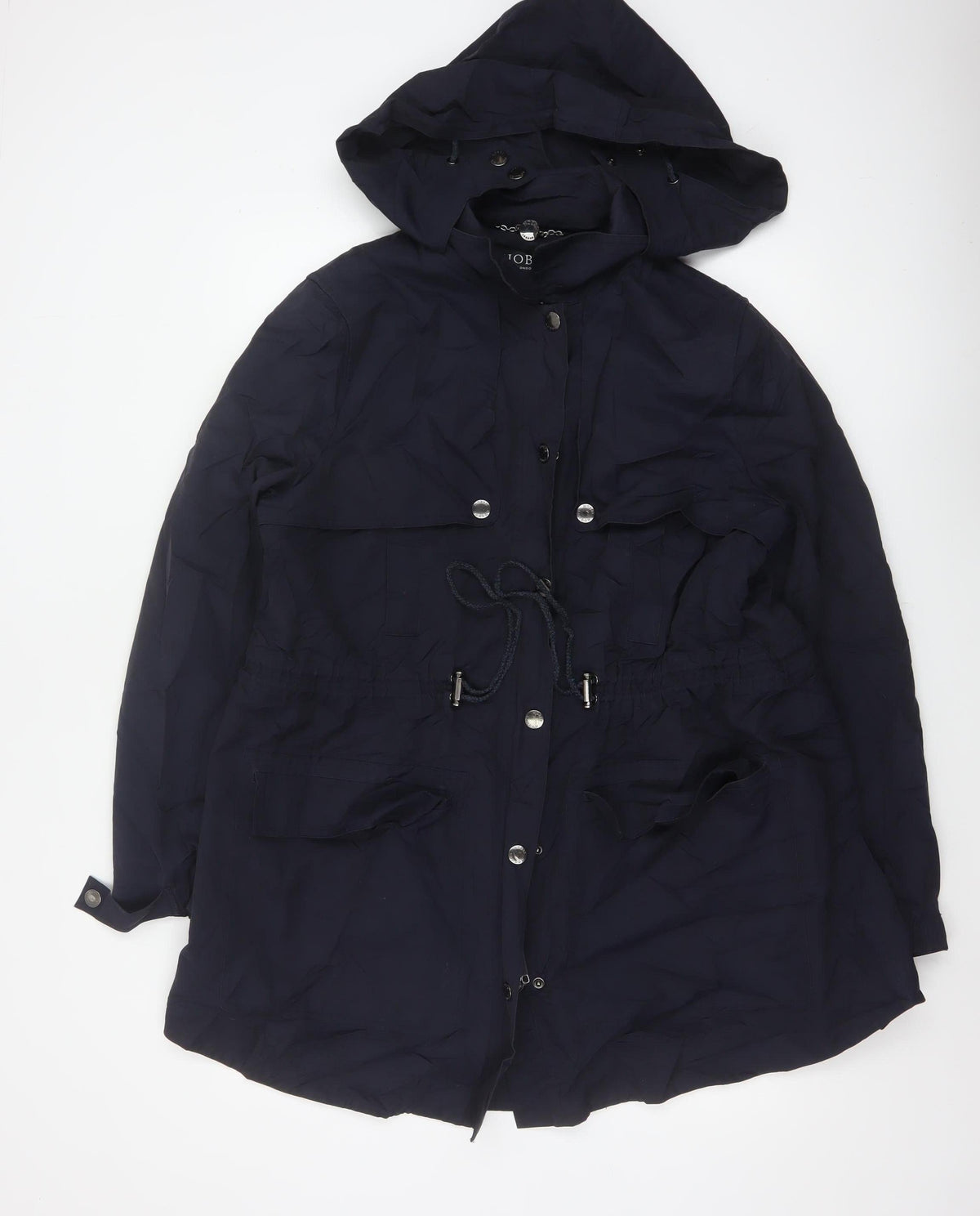 Hobbs Women Blue UK 18 Hooded Parka Coat Cotton Blend