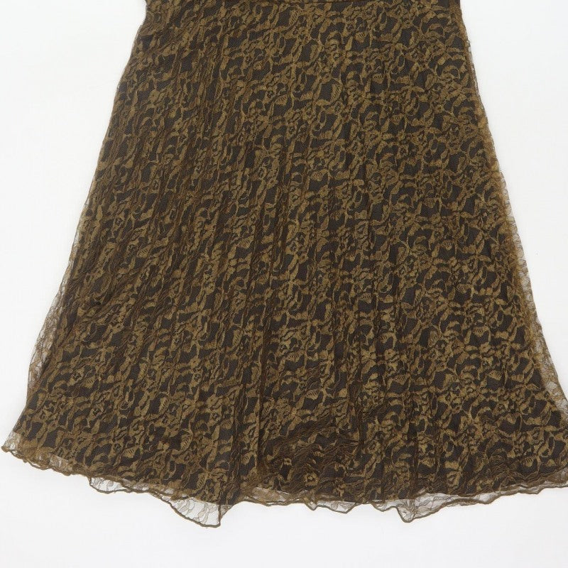 Lorrene Women Brown Lace Fit & Flare Knee Length Dress UK 12