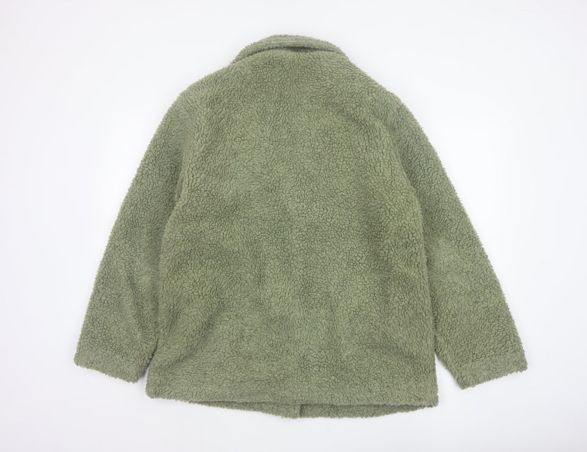Damart Women’s Green Size 16 Teddy Fleece Short Overcoat Buttoned
