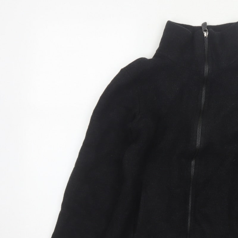 Engel Women’s Black Wool Fleece Zip Jacket UK 8 Short Outdoor