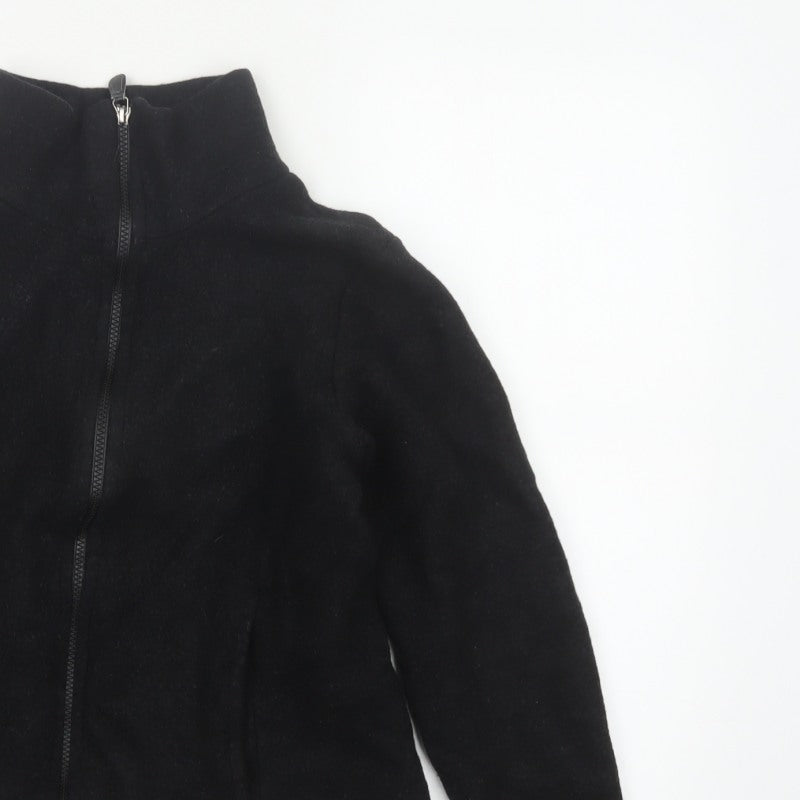 Engel Women’s Black Wool Fleece Zip Jacket UK 8 Short Outdoor