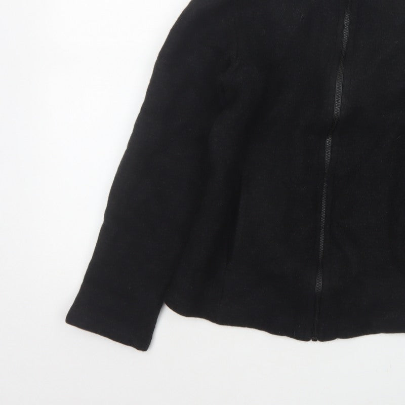 Engel Women’s Black Wool Fleece Zip Jacket UK 8 Short Outdoor