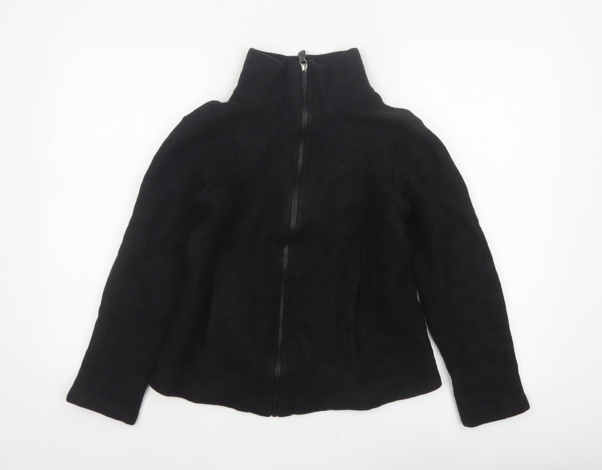 Engel Women’s Black Wool Fleece Zip Jacket UK 8 Short Outdoor