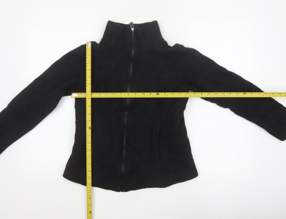 Engel Women’s Black Wool Fleece Zip Jacket UK 8 Short Outdoor