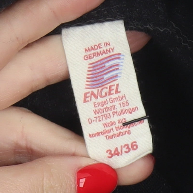 Engel Women’s Black Wool Fleece Zip Jacket UK 8 Short Outdoor