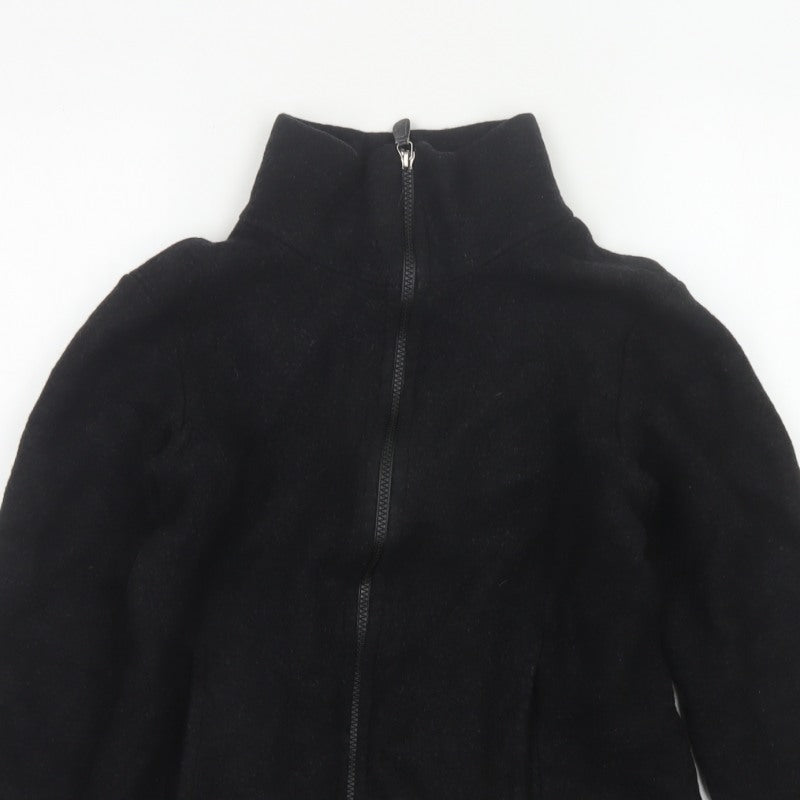 Engel Women’s Black Wool Fleece Zip Jacket UK 8 Short Outdoor