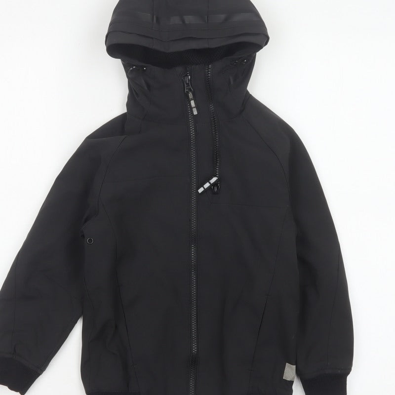 Next Boys Black 5 Years Ski Jacket Hooded Softshell Reflective