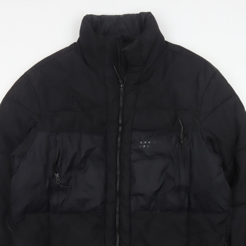 H&M Men’s Black L Quilted Puffer Jacket Full Zip Insulated