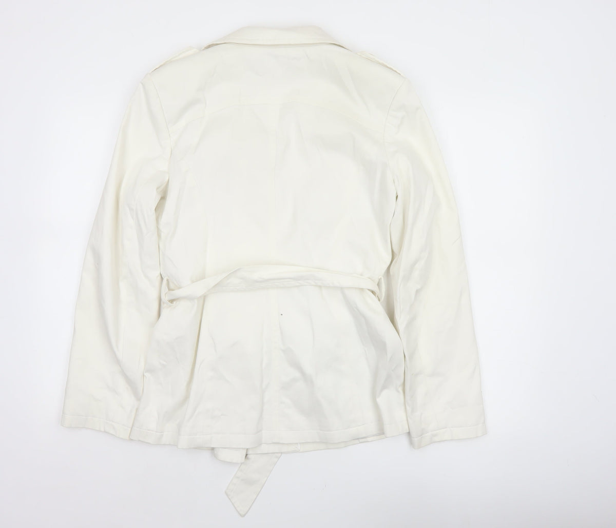 Debenhams Women Ivory Size 10 Belted Cotton Trench Coat