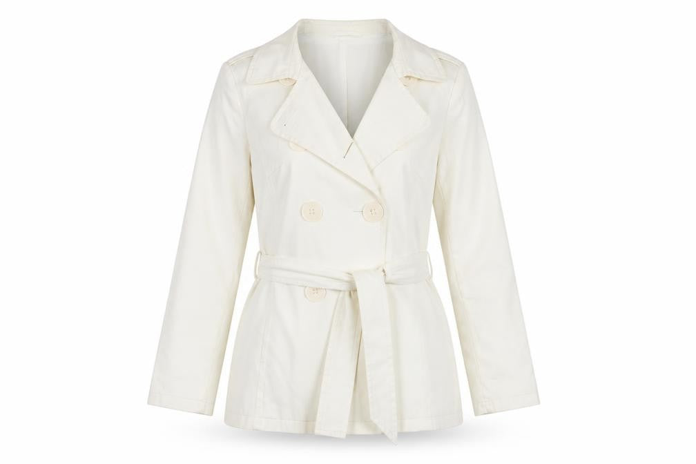 Debenhams Women Ivory Size 10 Belted Cotton Trench Coat