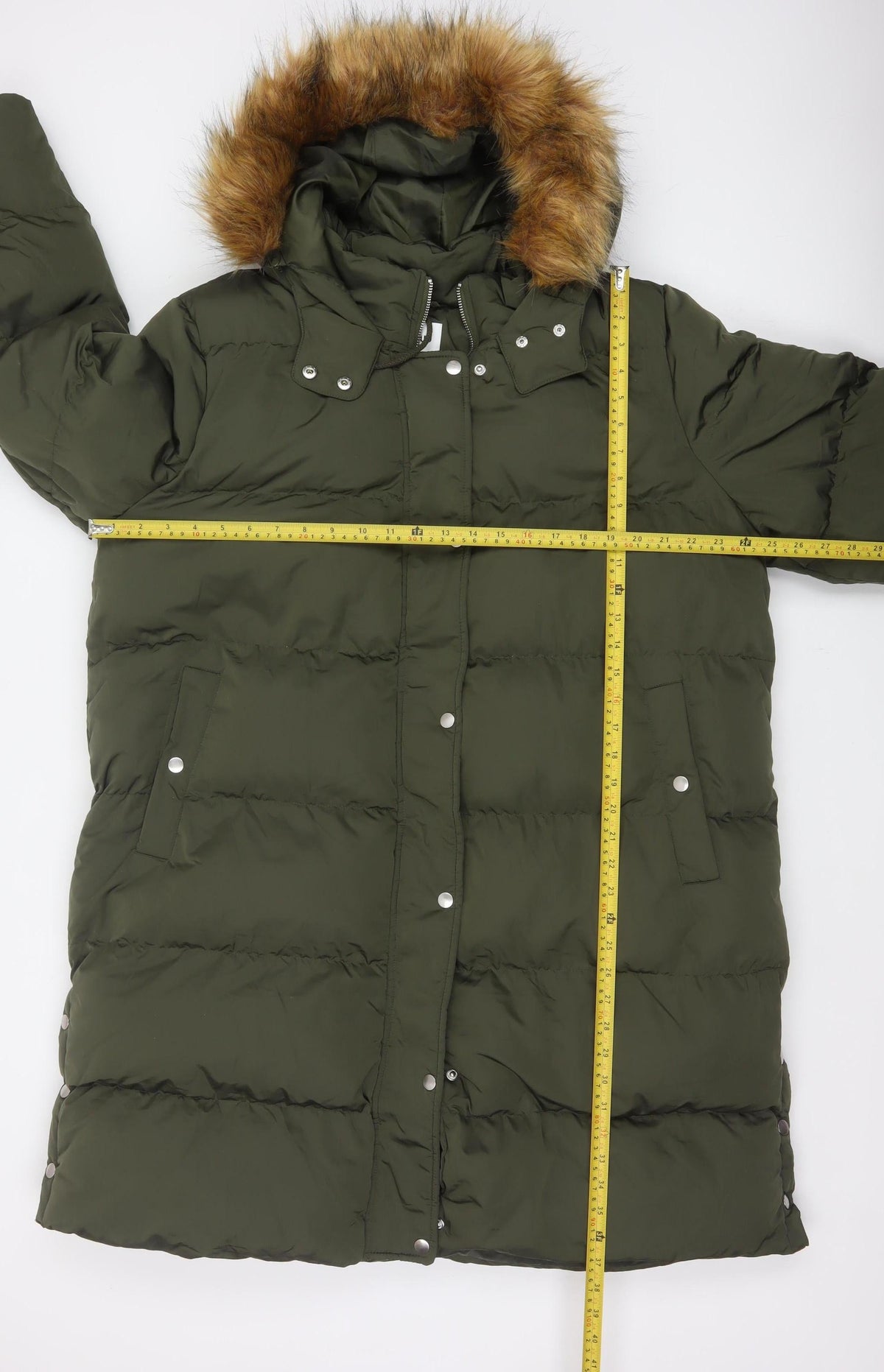 Wuli:Luu by Gok Wan Women Green 2XL Long Faux Fur Hood Puffer Parka