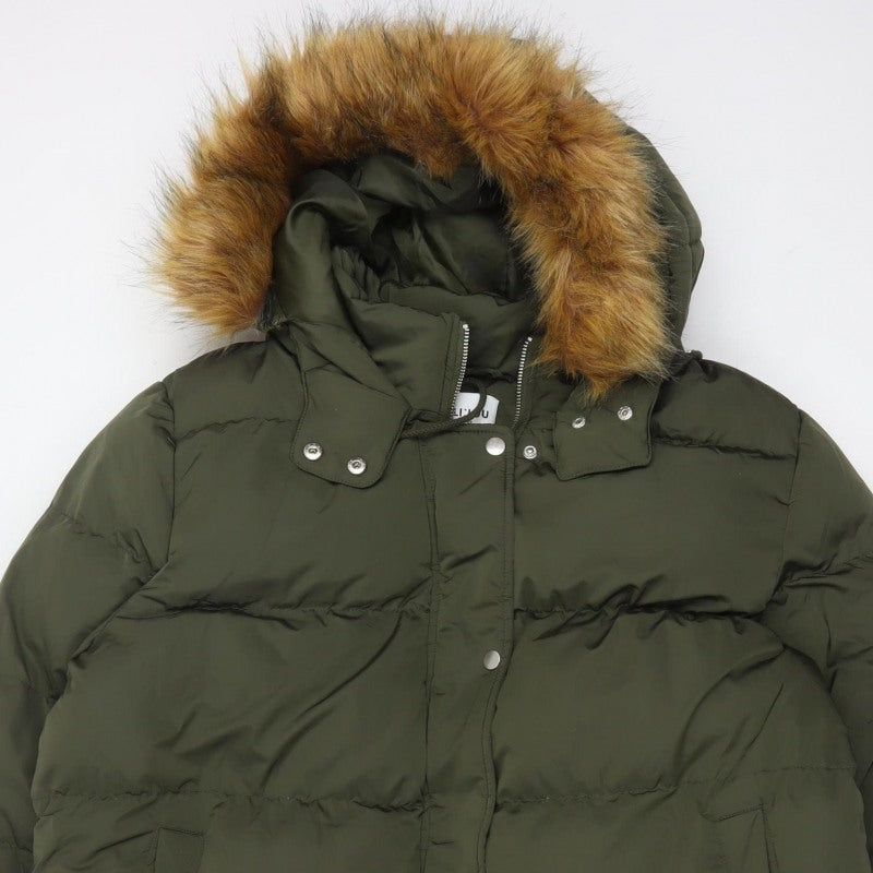 Wuli:Luu by Gok Wan Women Green 2XL Long Faux Fur Hood Puffer Parka