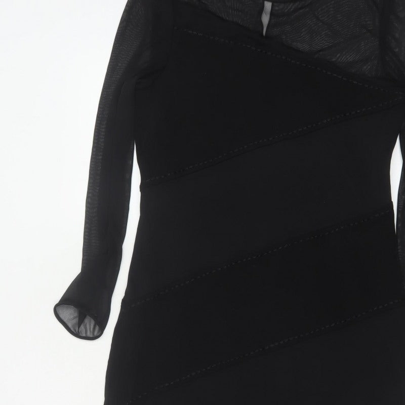 After Six Women Black UK 10 Long Sheath Formal Sheer Sleeve Dress