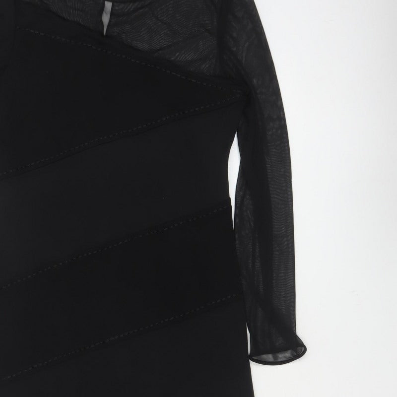 After Six Women Black UK 10 Long Sheath Formal Sheer Sleeve Dress