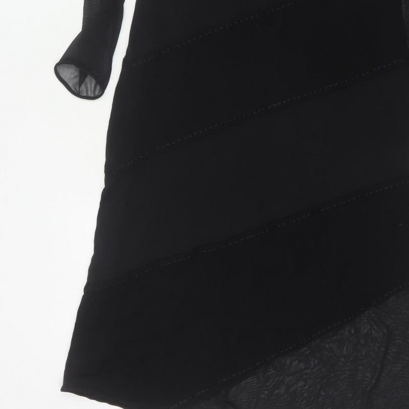 After Six Women Black UK 10 Long Sheath Formal Sheer Sleeve Dress