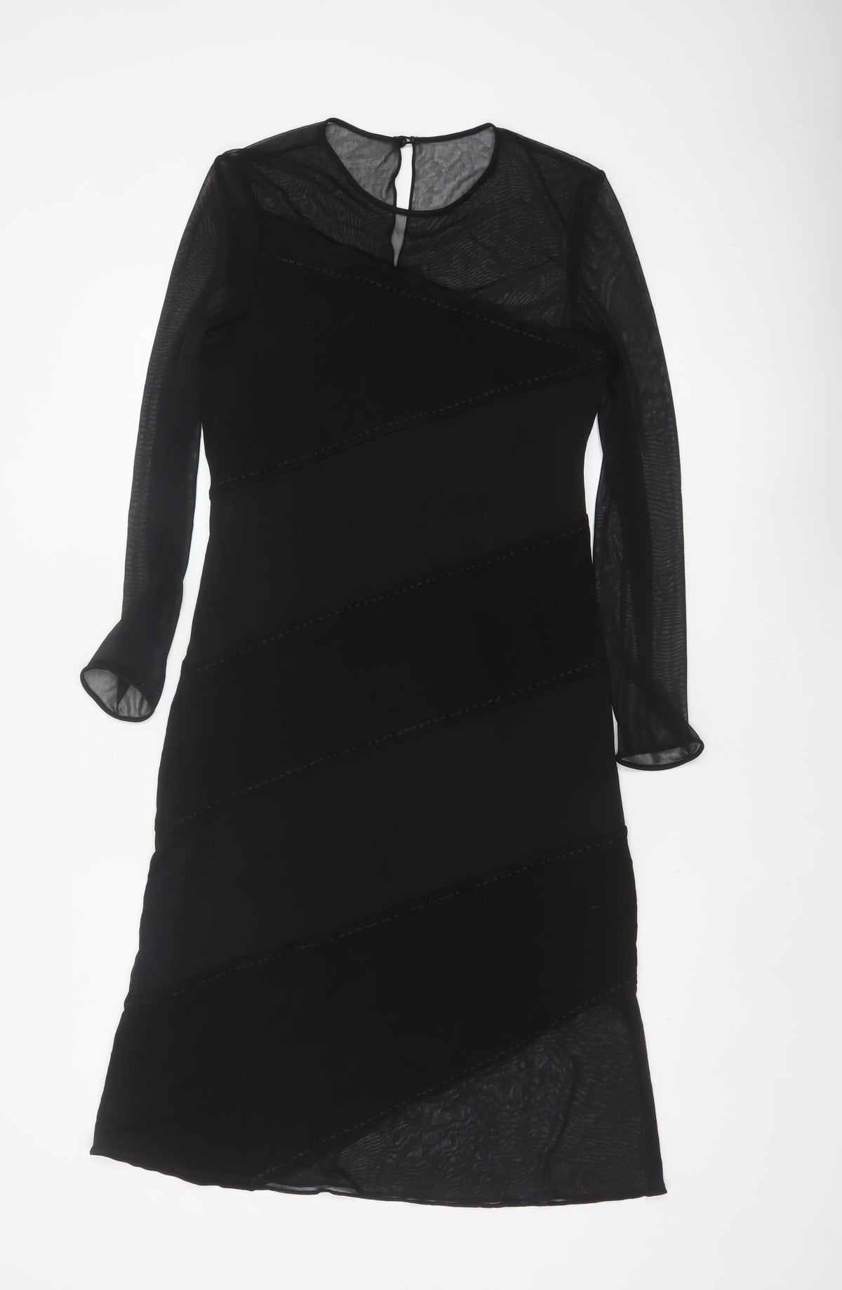 After Six Women Black UK 10 Long Sheath Formal Sheer Sleeve Dress