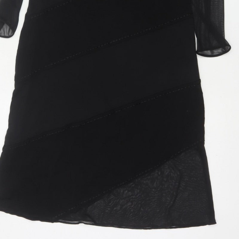 After Six Women Black UK 10 Long Sheath Formal Sheer Sleeve Dress