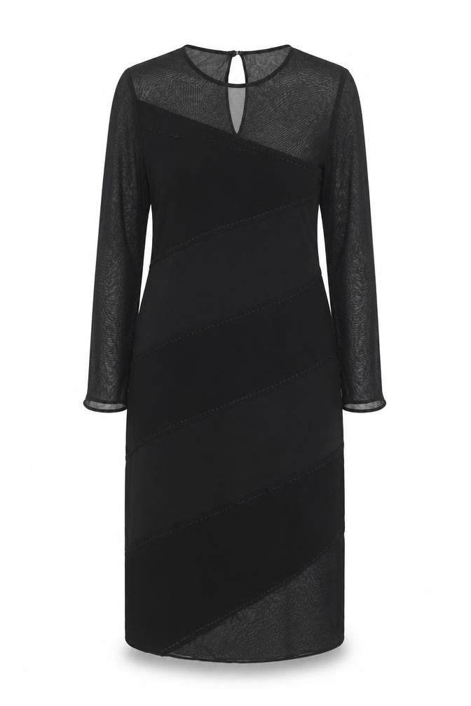 After Six Women Black UK 10 Long Sheath Formal Sheer Sleeve Dress