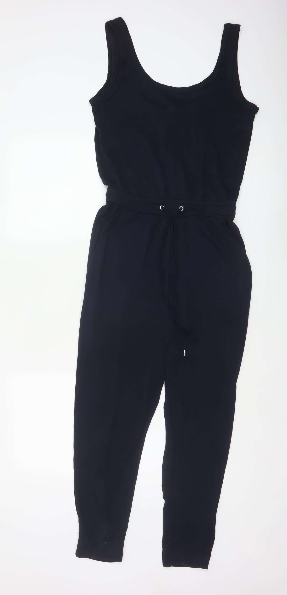 H&M Women Black XS Sleeveless Tapered Drawstring Jumpsuit