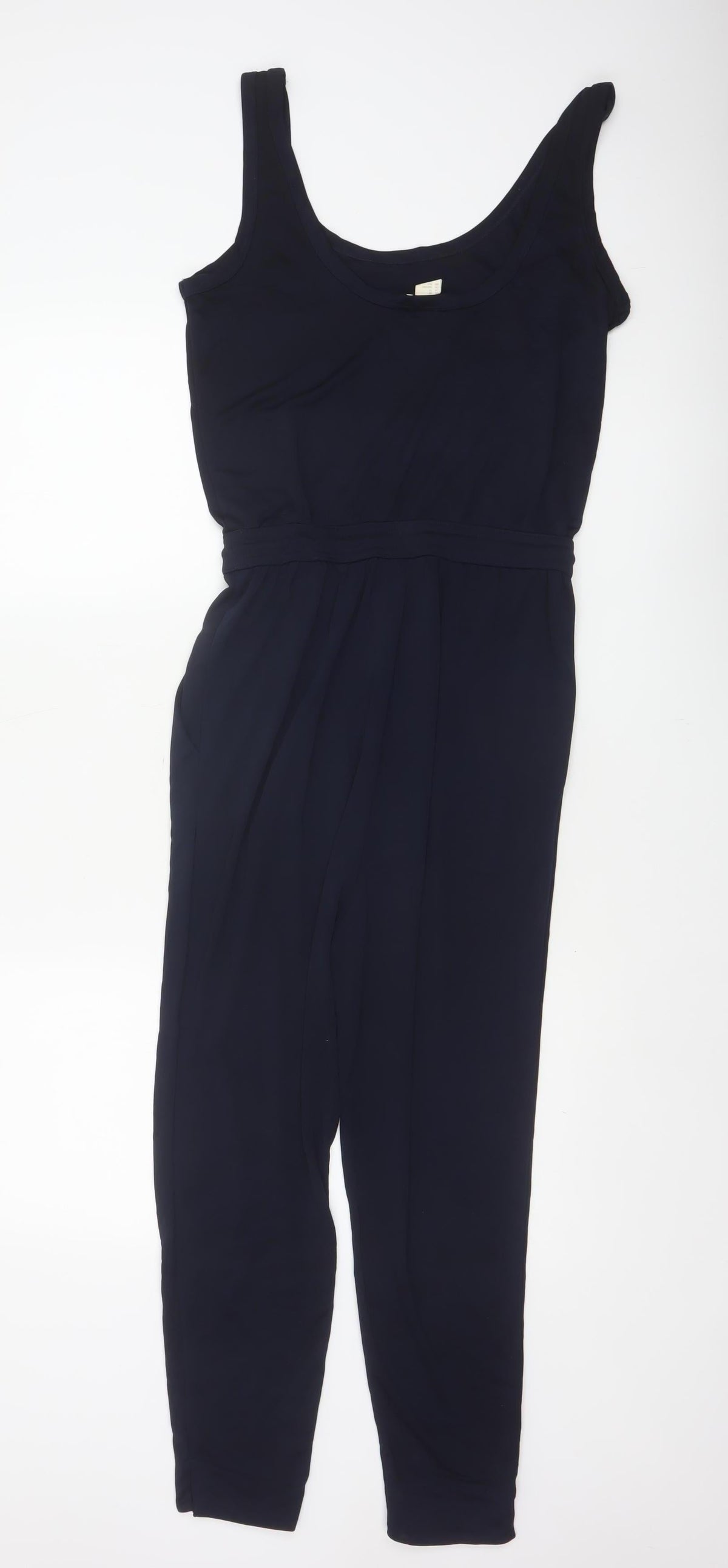 H&M Women Black XS Sleeveless Tapered Drawstring Jumpsuit