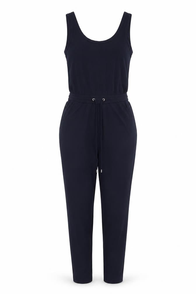 H&M Women Black XS Sleeveless Tapered Drawstring Jumpsuit