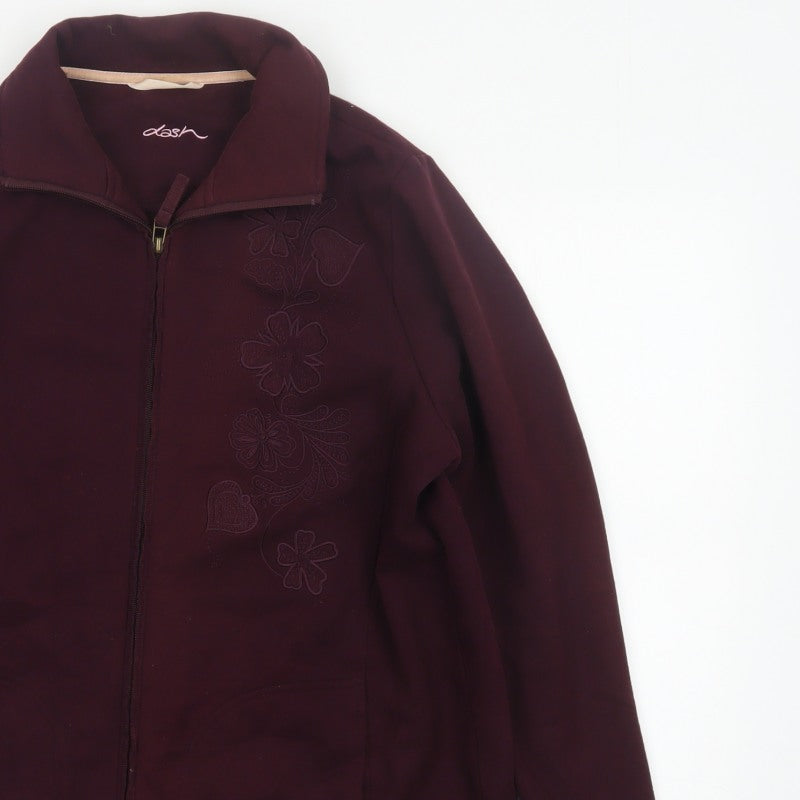 Dash Women Purple UK 18 Floral Embroidered Full Zip Jacket