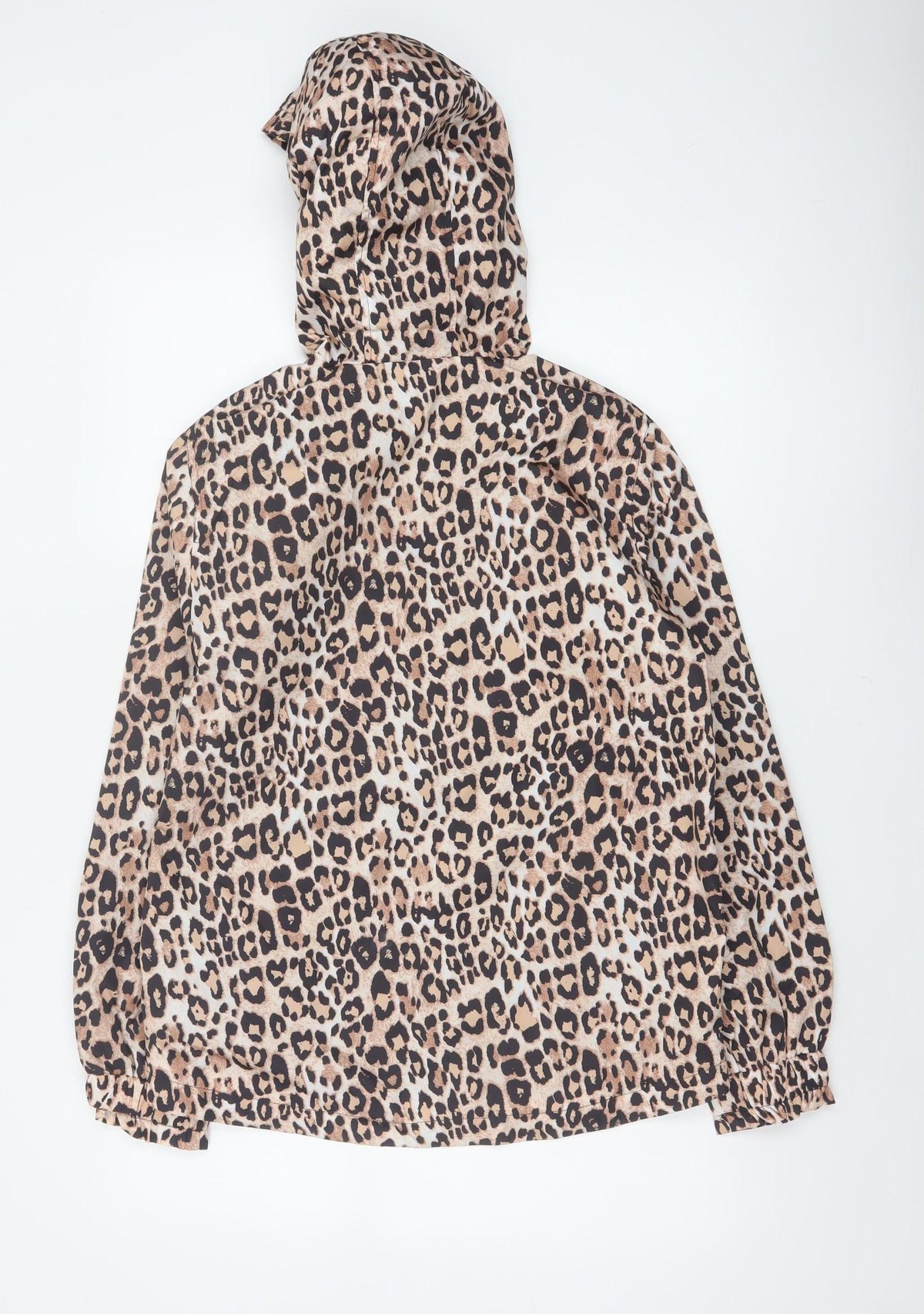 Papaya Women’s Brown Leopard Print Hooded Zip Windbreaker Jacket UK 8