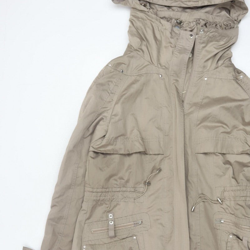 Clements Ribeiro Women Beige UK 14 Long Hooded Parka Coat
