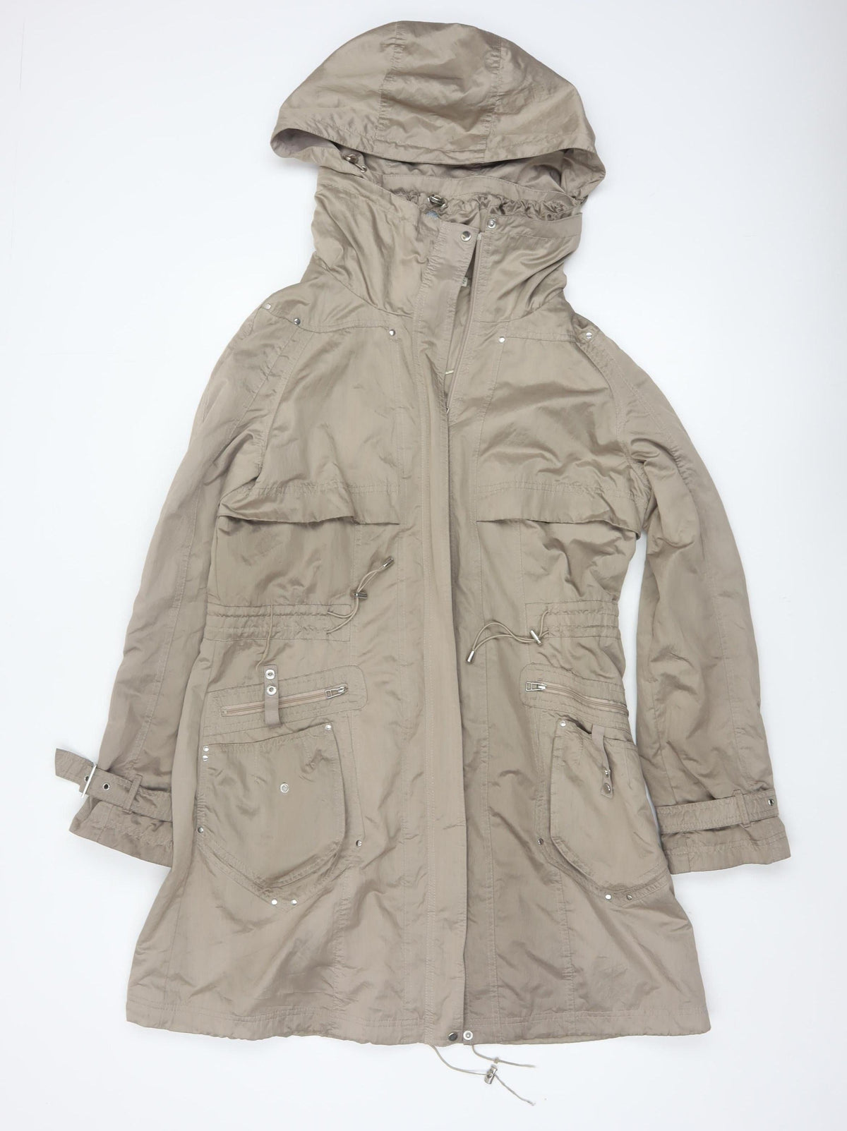 Clements Ribeiro Women Beige UK 14 Long Hooded Parka Coat