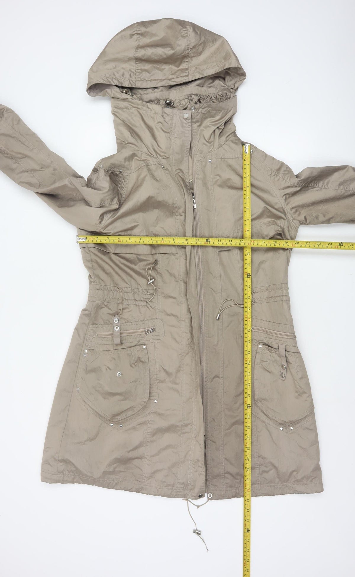 Clements Ribeiro Women Beige UK 14 Long Hooded Parka Coat