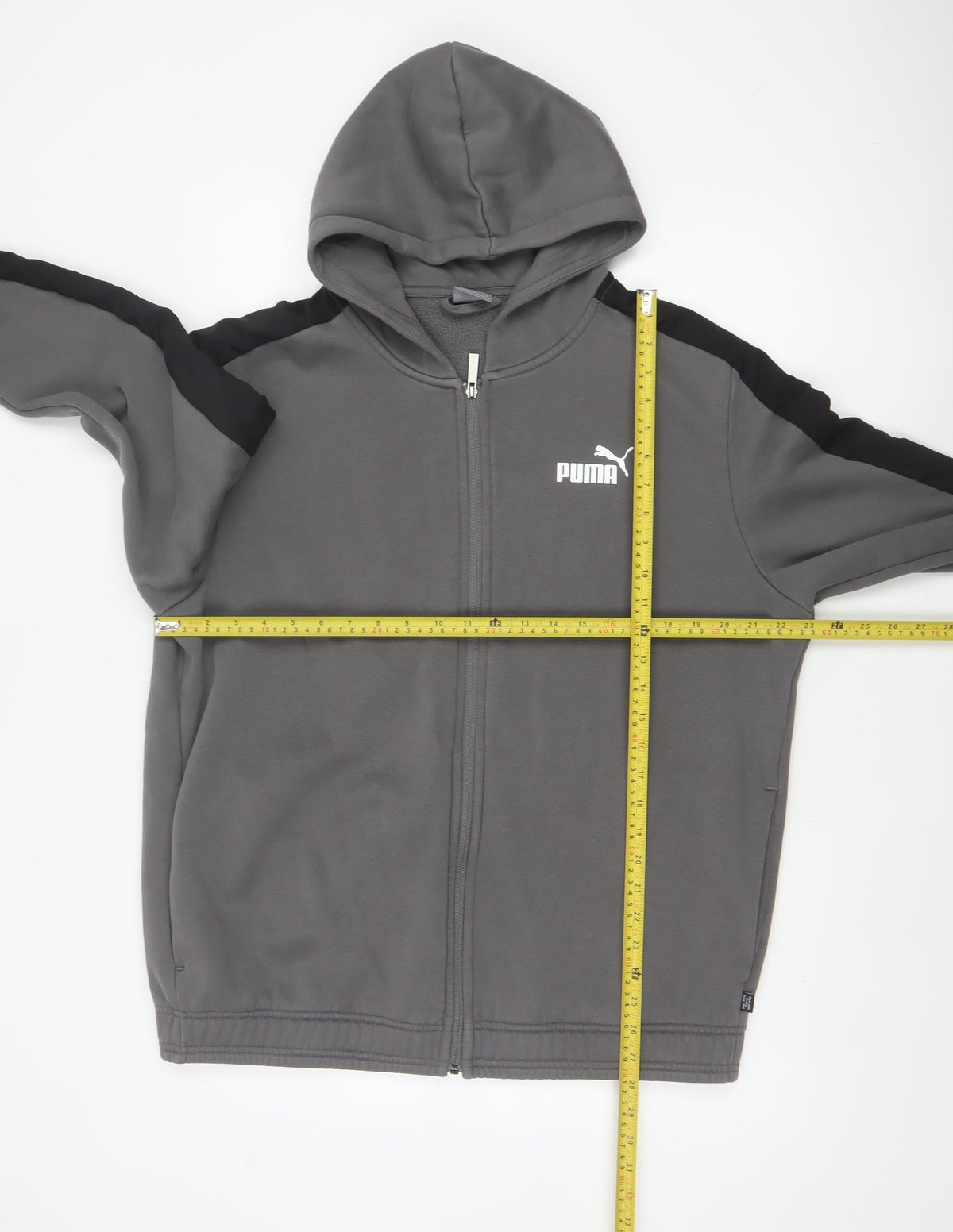 Puma Men’s Grey Black XL Full Zip Hooded Fleece Hoodie