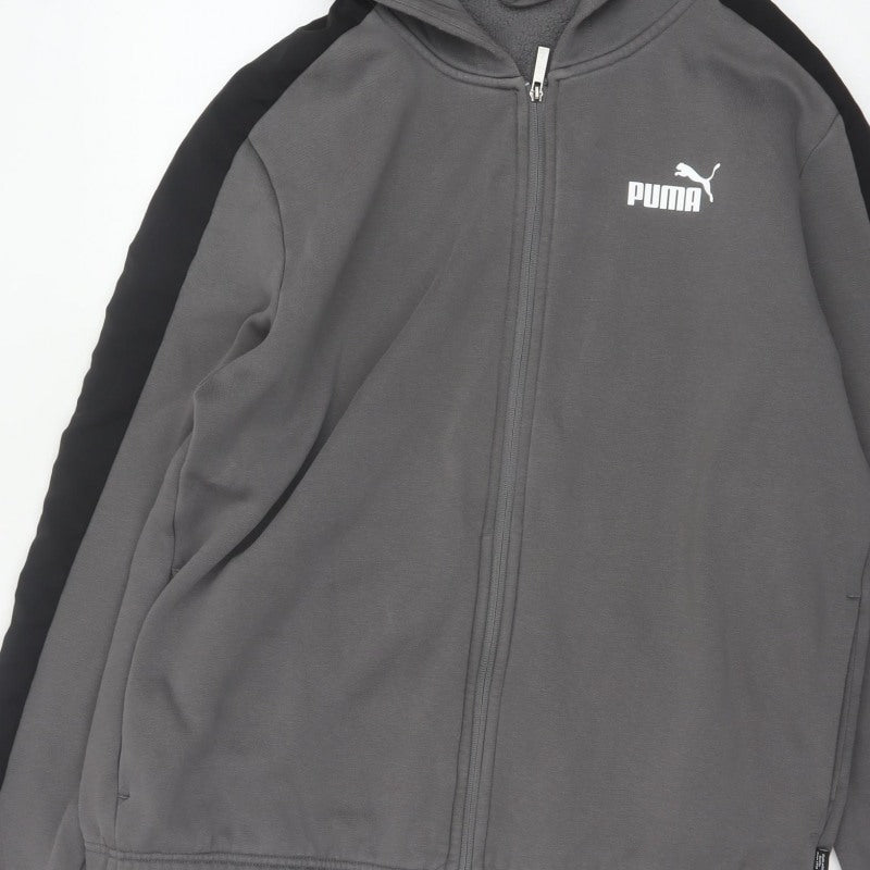 Puma Men’s Grey Black XL Full Zip Hooded Fleece Hoodie