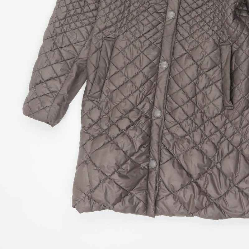 Per Una Women Grey UK 12 Long Quilted Hooded Puffer Coat