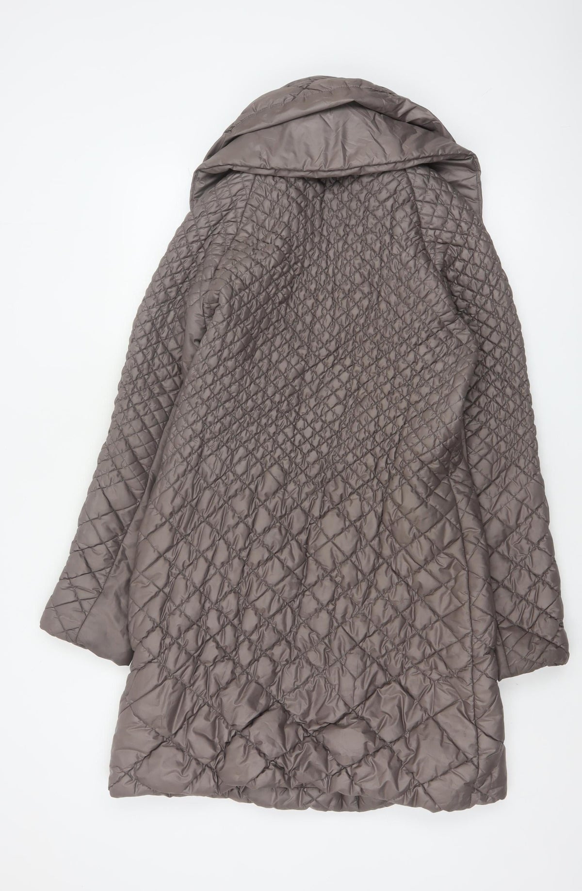 Per Una Women Grey UK 12 Long Quilted Hooded Puffer Coat