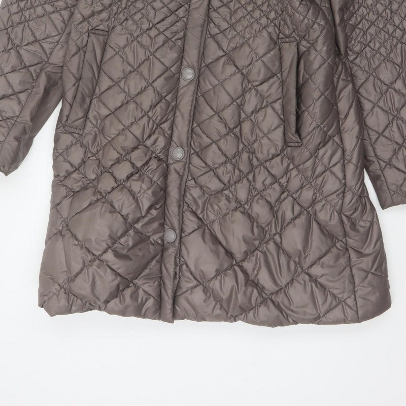Per Una Women Grey UK 12 Long Quilted Hooded Puffer Coat