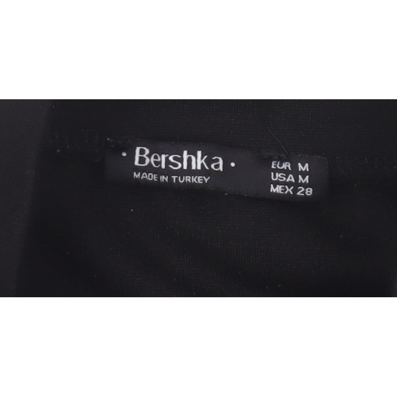 Bershka Women Black M High Rise Stretch Pencil Mini Skirt Zip