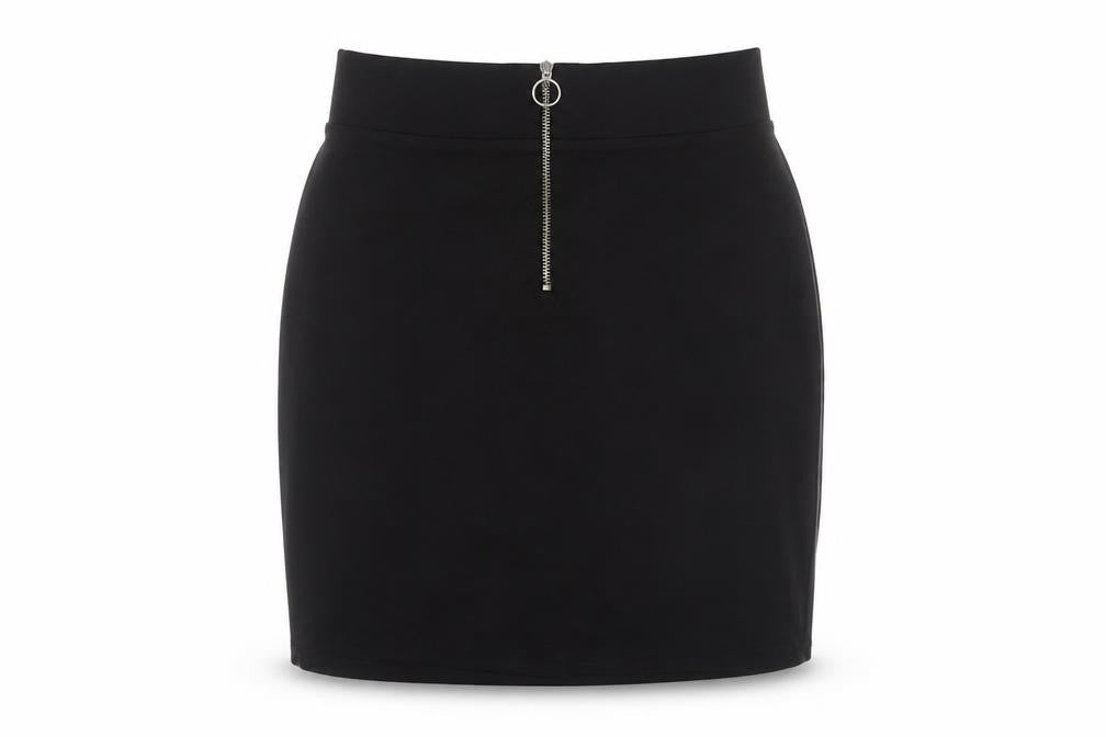 Bershka Women Black M High Rise Stretch Pencil Mini Skirt Zip