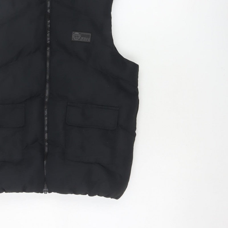 Matalan Boys Black 9-10 Years Hooded Puffer Bodywarmer Gilet