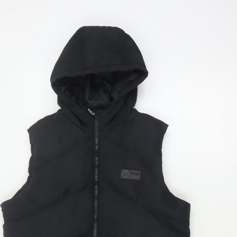 Matalan Boys Black 9-10 Years Hooded Puffer Bodywarmer Gilet