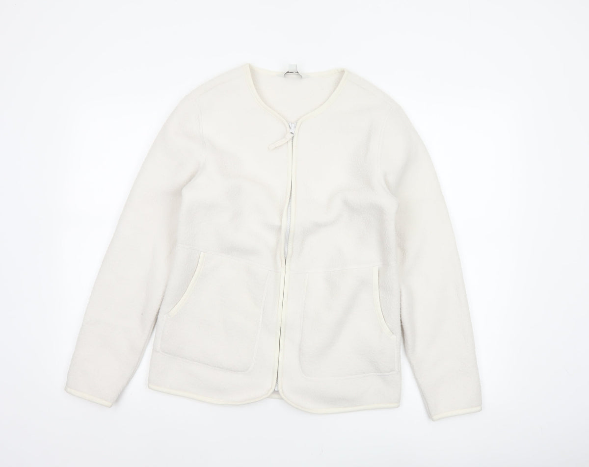 Marks and Spencer Women Ivory XS Fleece Full Zip Basic Jacket