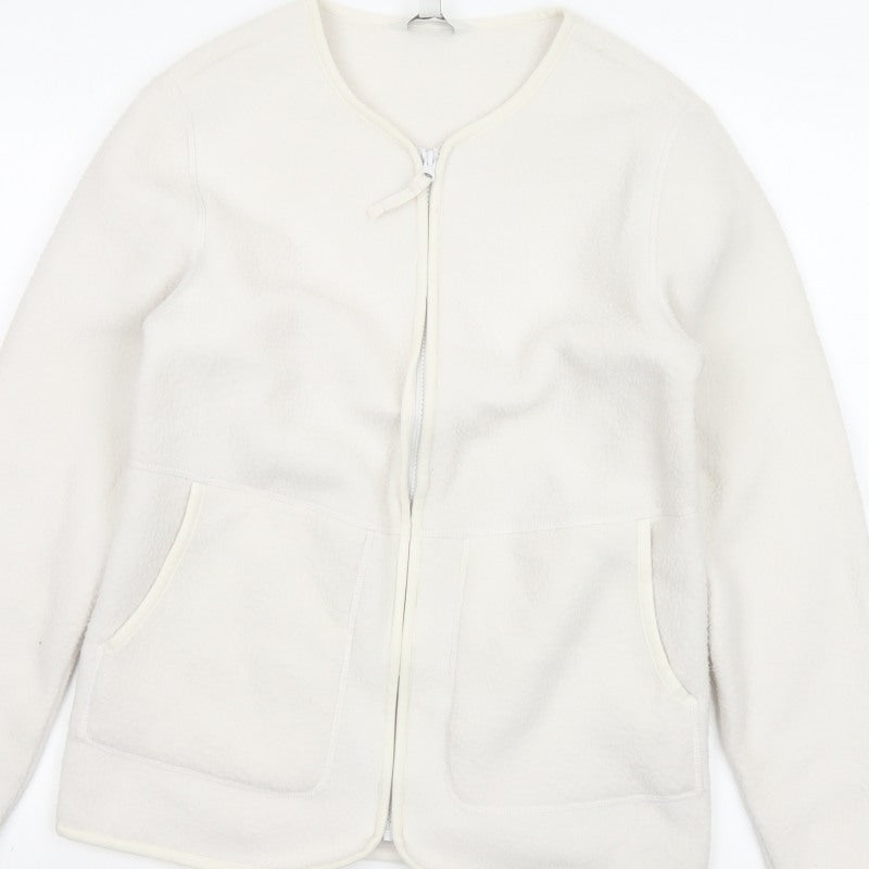 Marks and Spencer Women Ivory XS Fleece Full Zip Basic Jacket