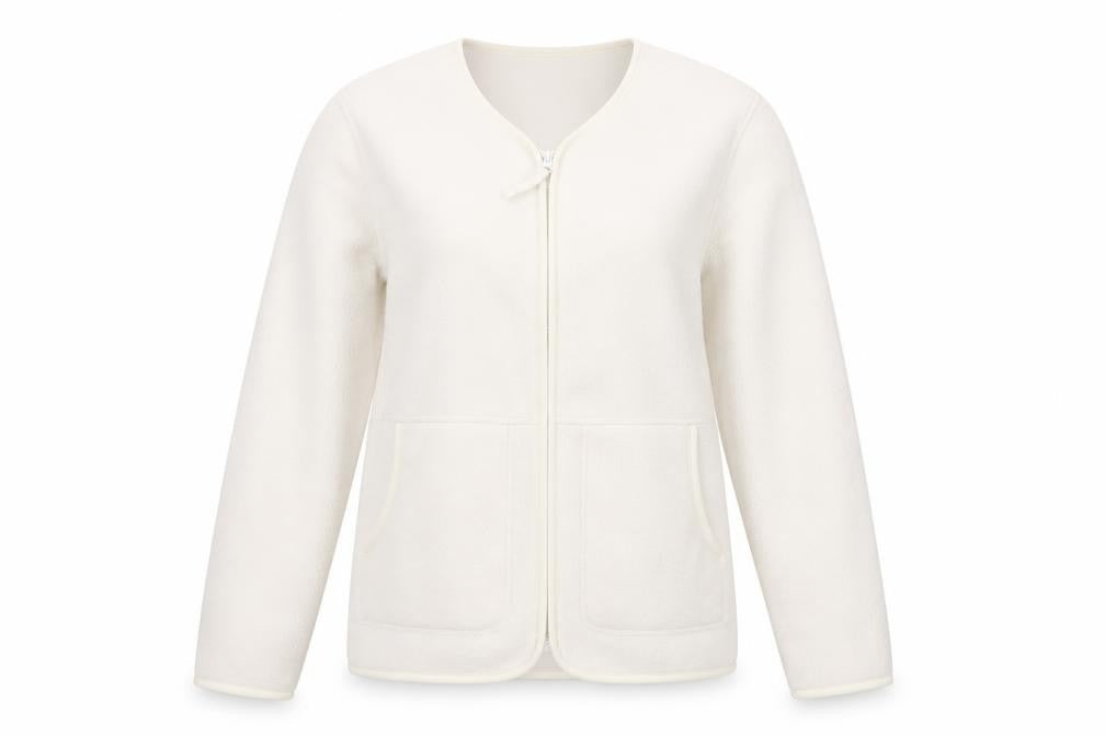 Marks and Spencer Women Ivory XS Fleece Full Zip Basic Jacket