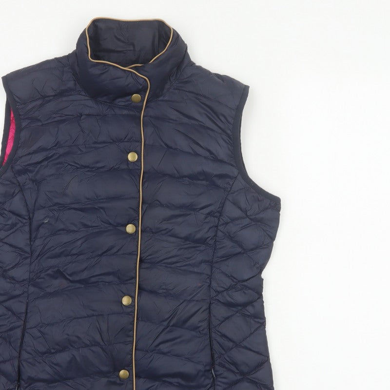 Joules Women’s Blue UK 12 Quilted Down Puffer Waistcoat Gilet