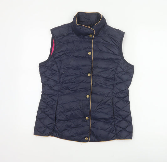 Joules Women’s Blue UK 12 Quilted Down Puffer Waistcoat Gilet