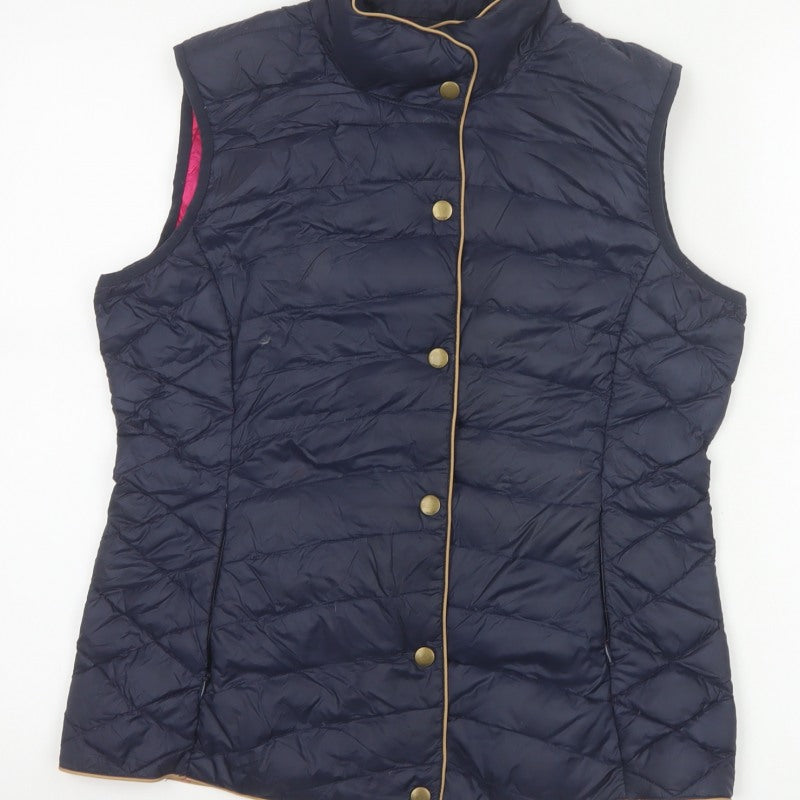 Joules Women’s Blue UK 12 Quilted Down Puffer Waistcoat Gilet