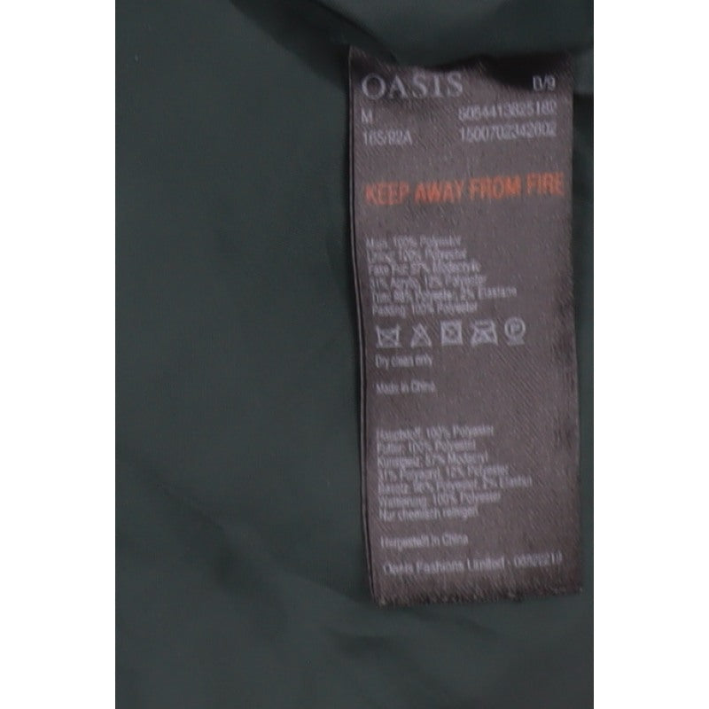 Oasis Women’s Green M Long Hooded Quilted Puffer Coat