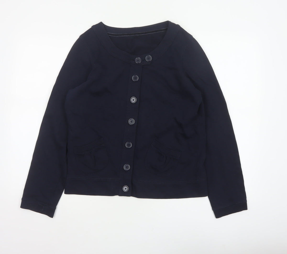 TU Women’s Blue UK 10 Basic Cropped Cotton Button Jacket